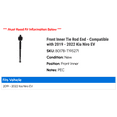 thumbnail image 2 of Front Inner Tie Rod End - Compatible with 2019 - 2022 Kia Niro EV 2020 2021, 2 of 2