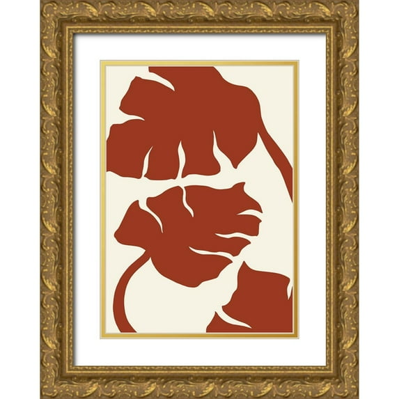 Uppsala Studio 18x24 Gold Ornate Wood Framed with Double Matting Museum Art Print Titled - Monstera Brown