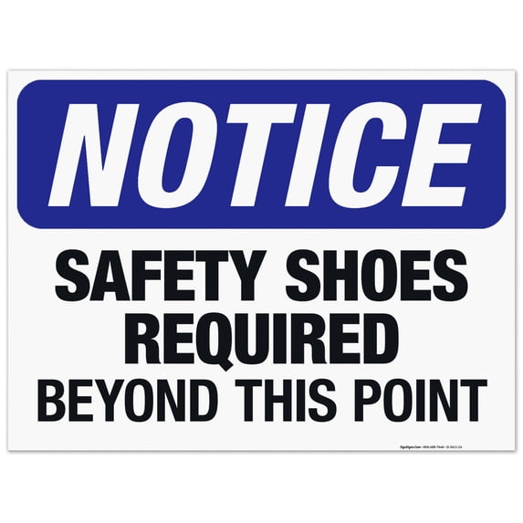 Safety Shoes Required Beyond This Point Sign, OSHA Sign, 18x24 Corrugated Plastic