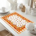 thumbnail image 5 of Thanksgiving Pumpkin Placemats Set of 4 Fall Leaves Retro Orange Plaid Heat Insulated Linen Place Mats, Washable Stain-Proof Table Mats for Dining Tables Holiday Decor 13x19inch, 5 of 9