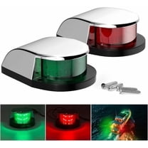 Boat Navigation Lights 4'' Red Green LED Marine Bow Stern Port Starboard Signal Sailing Waterproof Lights 12V for Pontoon Kayak Yacht Sailboat Fishing Bass Boats (1 Red & 1Green, Silver Cover)