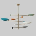 thumbnail image 3 of Stilnovo Style Five Multi Color Shade Sputnik Chandelier Light Fixture Mid Century Brass Chandelier, 3 of 6