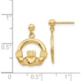 thumbnail image 4 of 14K Yellow Gold Dangling Claddagh Post Earrings (21 X 14) Made In United States s1117, 4 of 5