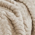 thumbnail image 3 of Exclusivo Mezcla Large Flannel Fleece Throw Blanket, Jacquard Weave Wave Pattern Blanket (50" x 70", Camel), 3 of 9