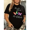 thumbnail image 1 of Chic Regular Size Butterfly Print T-Shirt for Women - Casual Crew Neck, Short Sleeve, Loose Fit Top with Stretch Fabric, 1 of 6