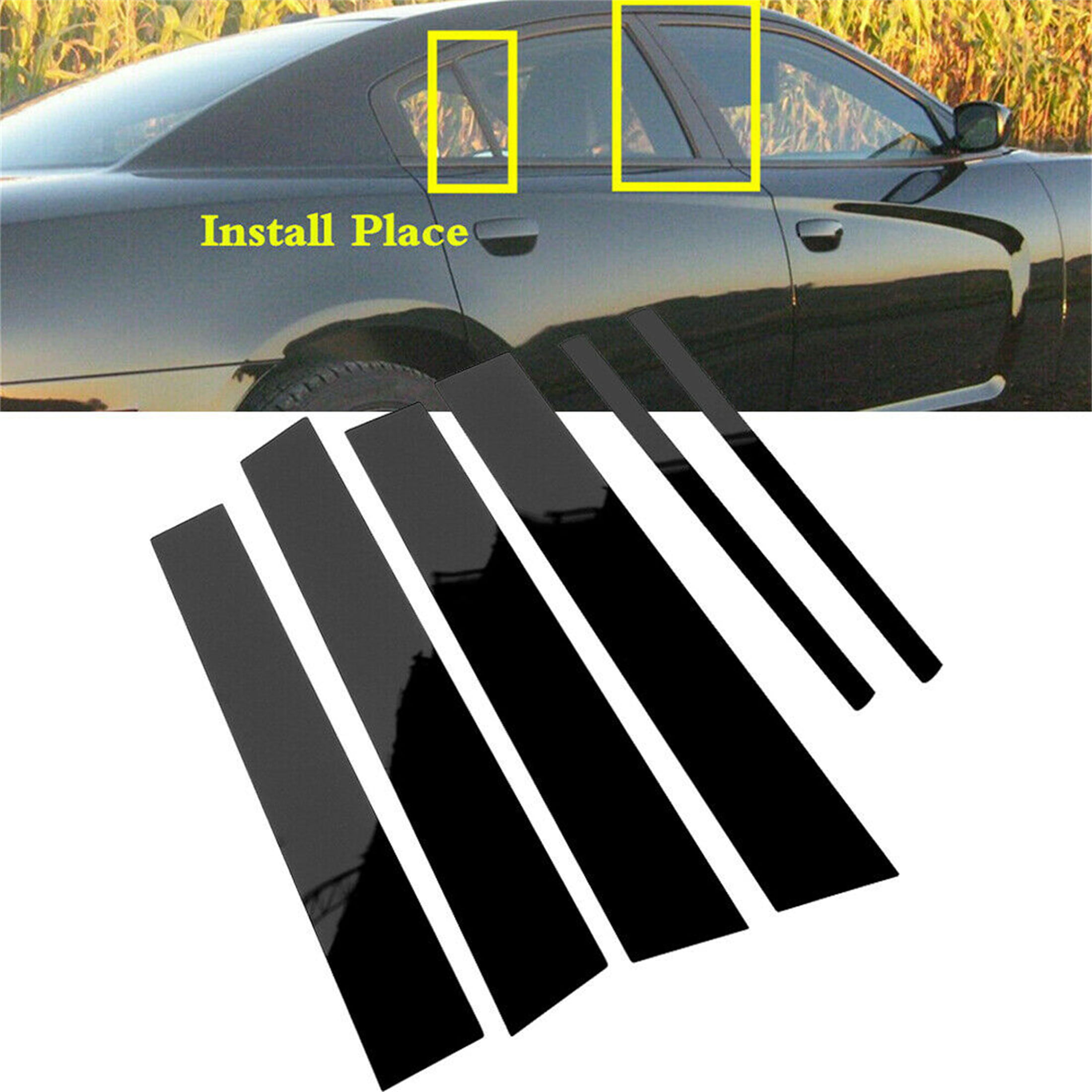Chrome Pillar Posts for Dodge Charger 11-21 6pc Set Door Trim Mirror Cover Kit