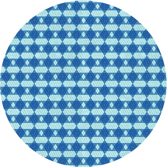 Ahgly Company Indoor Round Patterned Blue Dress Blue Area Rugs, 4' Round
