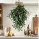 thumbnail image 5 of Xihbxyly Corona de Olivo de 24 Pulgadas, Forma de Lágrima Artificial, Hojas Realistas de Seda y Plástico, Elegante Decoración para Puerta de Entrada o Pared, Arco de Boda o Uso Festivo, Fácil de Inst, 5 of 6