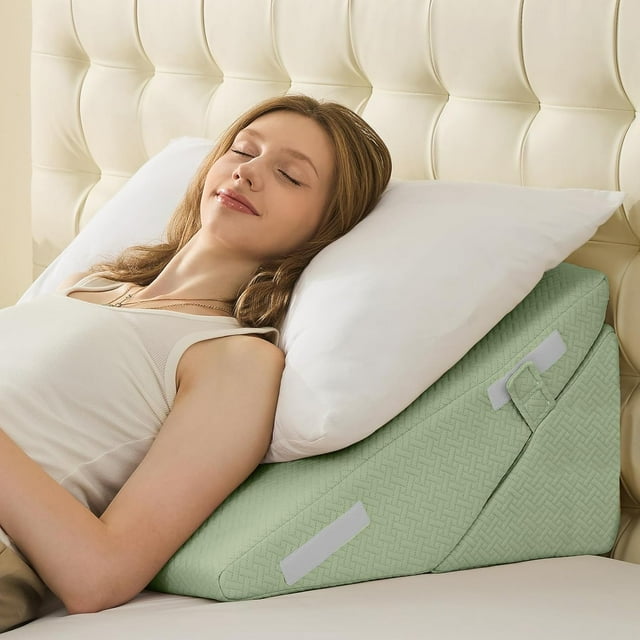 Wedge Pillows for Adult Adjustable Bed Wedge Pillow for Post Surgery Triangle Pillow Headboard with Bolster Cushion for Sleeping Acid Reflux Neck & Back Support and Dark G