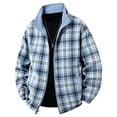 thumbnail image 5 of WIZUTIZ Men's Reversible Jacket Plaid Zip Up Loose Thin Sports Coat Polyester Spandex Waterproof Windproof for Hiking Camping Outdoor Daily Mens Fashion, 5 of 7