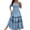 Blue, variant on CIENVNSTG Women's 2026 Summer Short Sleeves Boho Floral Print Square Neck Beach Casual Flowy Long Maxi Dress Loose Vacation Sundress Khaki L