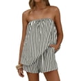 thumbnail image 6 of Arlun Women's 2 Piece Matching Sets Fashion Striped Sleeveless Strapless Tube Top and Loose Shorts Sets 2026 Summer Vacation Outfits Casual Loose Fit Stylish Y2k Going out Set 1-Black L, 6 of 7
