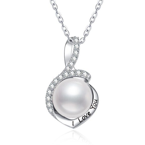 White Pearl Necklace Sterling Silver Freshwater Pearl Pendant Necklaces for Women Mom Mother Infinity Necklace Jewelry Gifts for Women
