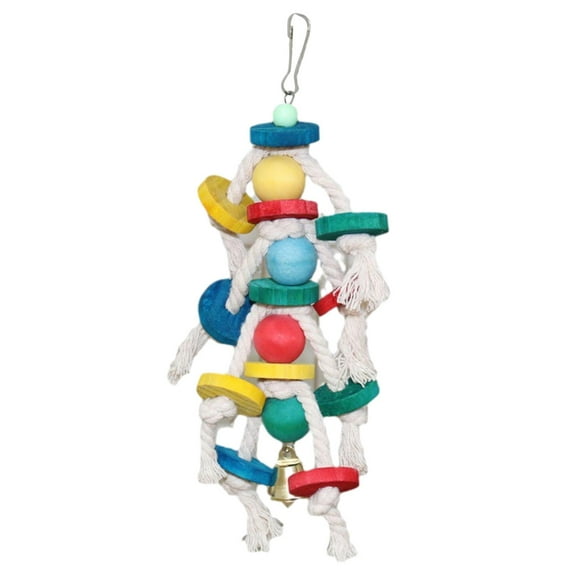 Bird Toys, Multicolored Parrot Cage Bite Toys, Parrot Toys for Foraging and Chewing, Large Parrot Cage Bite Tearing Toys with Natural Wood and Rope for Parrot, Parakeets