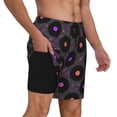 thumbnail image 2 of Naloa Vinyl Records Musical Notes Print Men Swim Trunks with Compression Liner ,Board Shorts,Men's Swim Shorts with Drawstring and Elastic Waistband-Small, 2 of 6