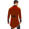 thumbnail image 2 of TiaoBug Men's Ringmaster Circus Tailcoat Jacket Blazer Chains Long Sleeve Swallow-Tailed Coat with Bow Tie Marching Band Costume Red S, 2 of 7