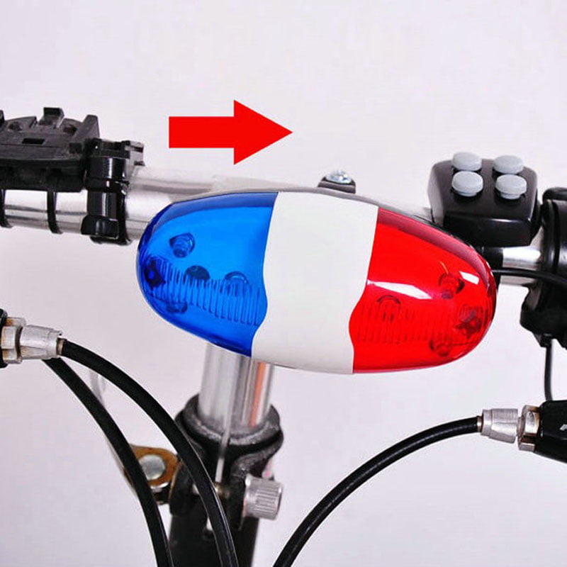 vongcoki Bicycle Bell 6LED 4 Tone Bicycle Horn Invisible Bell LED Bike Police Light Electronic Siren Kids Accessories for Bike Scooter