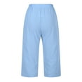 thumbnail image 4 of Womens Elastic High Waist Capri Pants Summer Casual Loose Fit Capris Wide Leg Cotton Linen Pants, 4 of 9