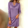 thumbnail image 2 of Tqcoqu Women's Turtleneck Dresses 2026 Winter Long Sleeve Ribbed Knit Comfy Loose Casual Tunic Short Dress, 2 of 6