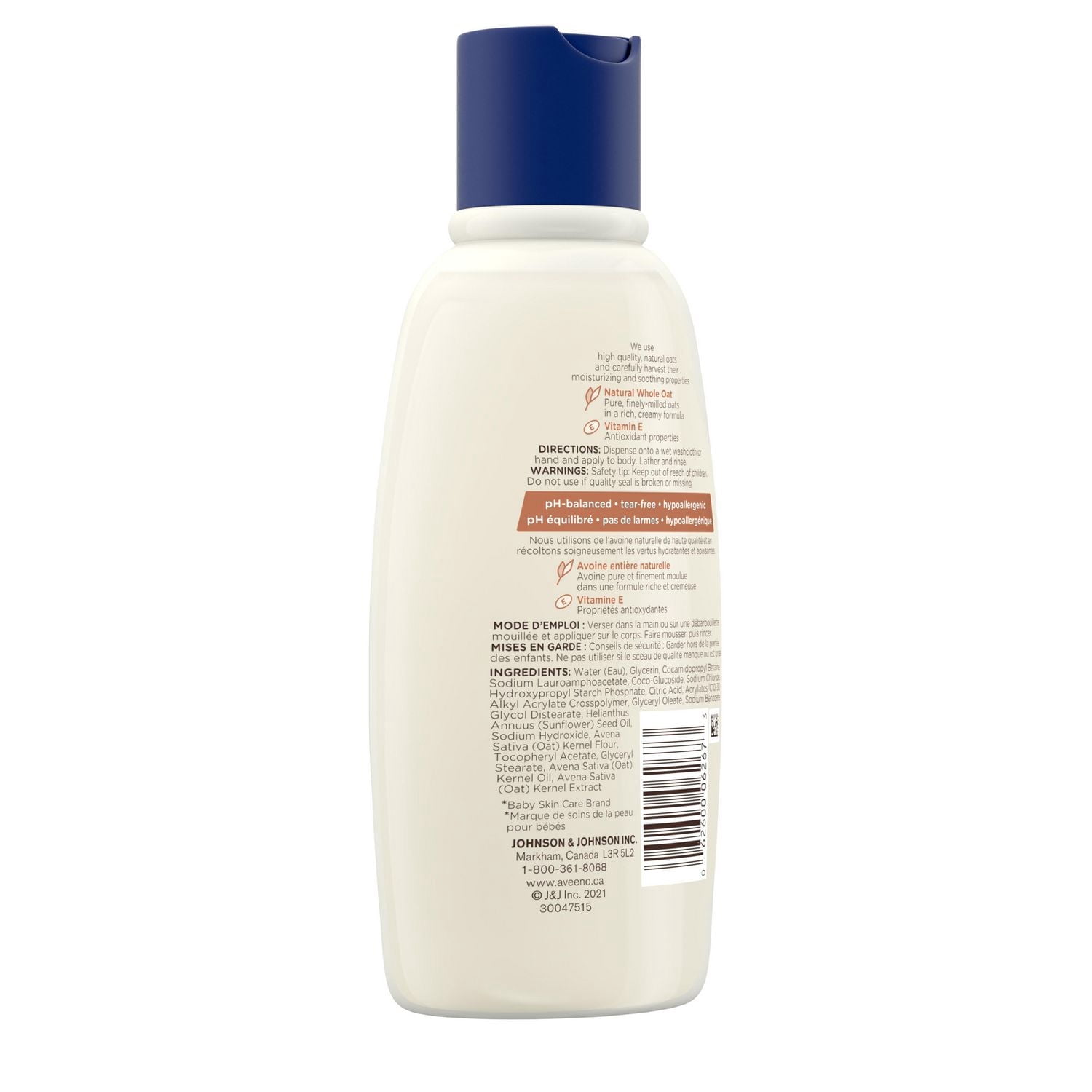Aveeno Baby Nettoyant crémeux Hydratation apaisante pour la peau sensible - Avoine naturelle + vitamine E - Sans parfum, 236 ml