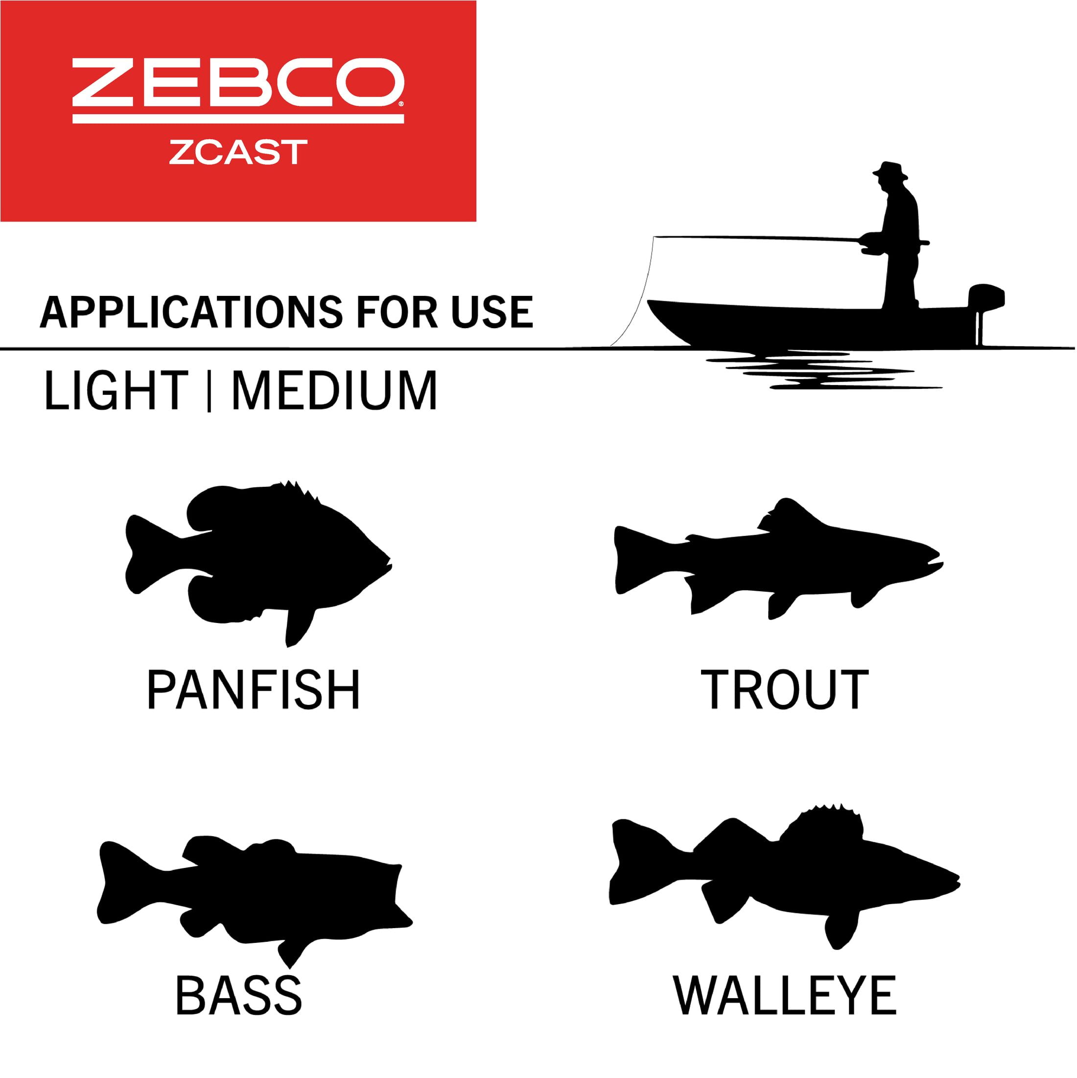 "Zebco ZCASTC602MA Medium 6' Z-Cast 2 Piece Casting Fishing Rod"