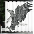 thumbnail image 4 of Ambesonne Animal Shower Curtain, Bald Eagle Swoop Sketchy, 69"Wx75"L, Black Pale Grey, 4 of 5