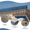 thumbnail image 6 of Walsunny 8 Pieces Patio Wicker Rattan Fire Pit Furniture Conversation Sets with Outdoor Sectional Sofa,45" Gas Propane Fire Pit Table,Glass Coffee Table,Original Rattan Aegean Blue Cushion, 6 of 8