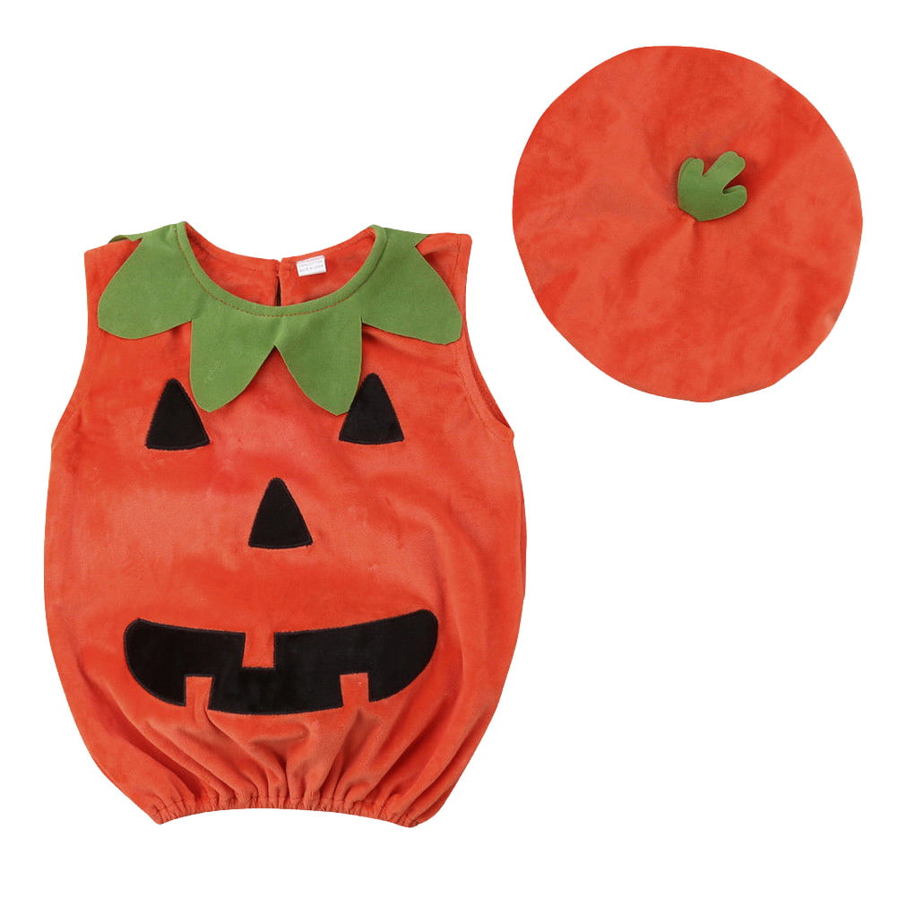 S Pumpkin Cute Pie Costume Suits with Hat 5-6 years Halloween Pumpkin Costume for Kids Orange Fancy Dress up Prop for Cosplay Party