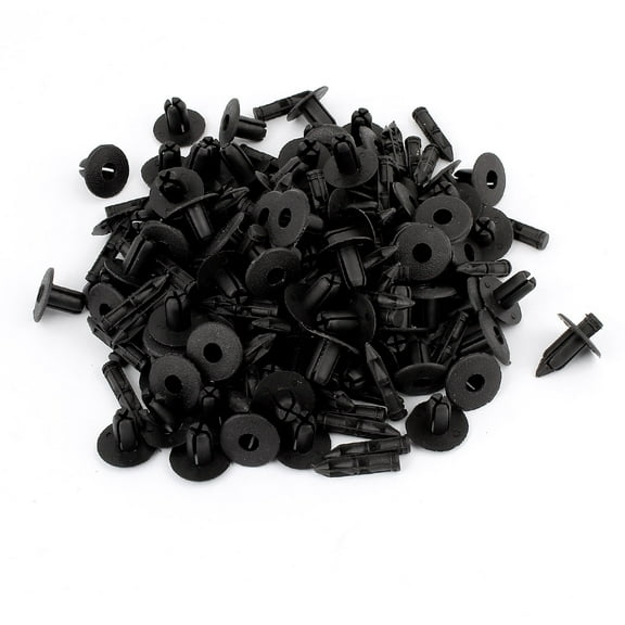 Unique Bargains 100 Pcs Vehicle Car Black Door Fender Plastic Rivets 7mm Hole