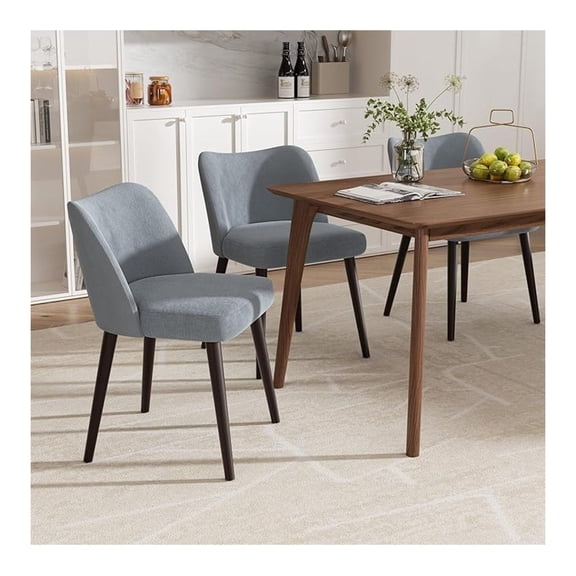 Modern Fabric Upholstered Dining Chairs Set of 2 Century Farmhouse Dinner Chair with Padded Seat and Wood Legs Kitchen Side Chair for Dining Room Restaurant Cafe LightGreen Set of 2