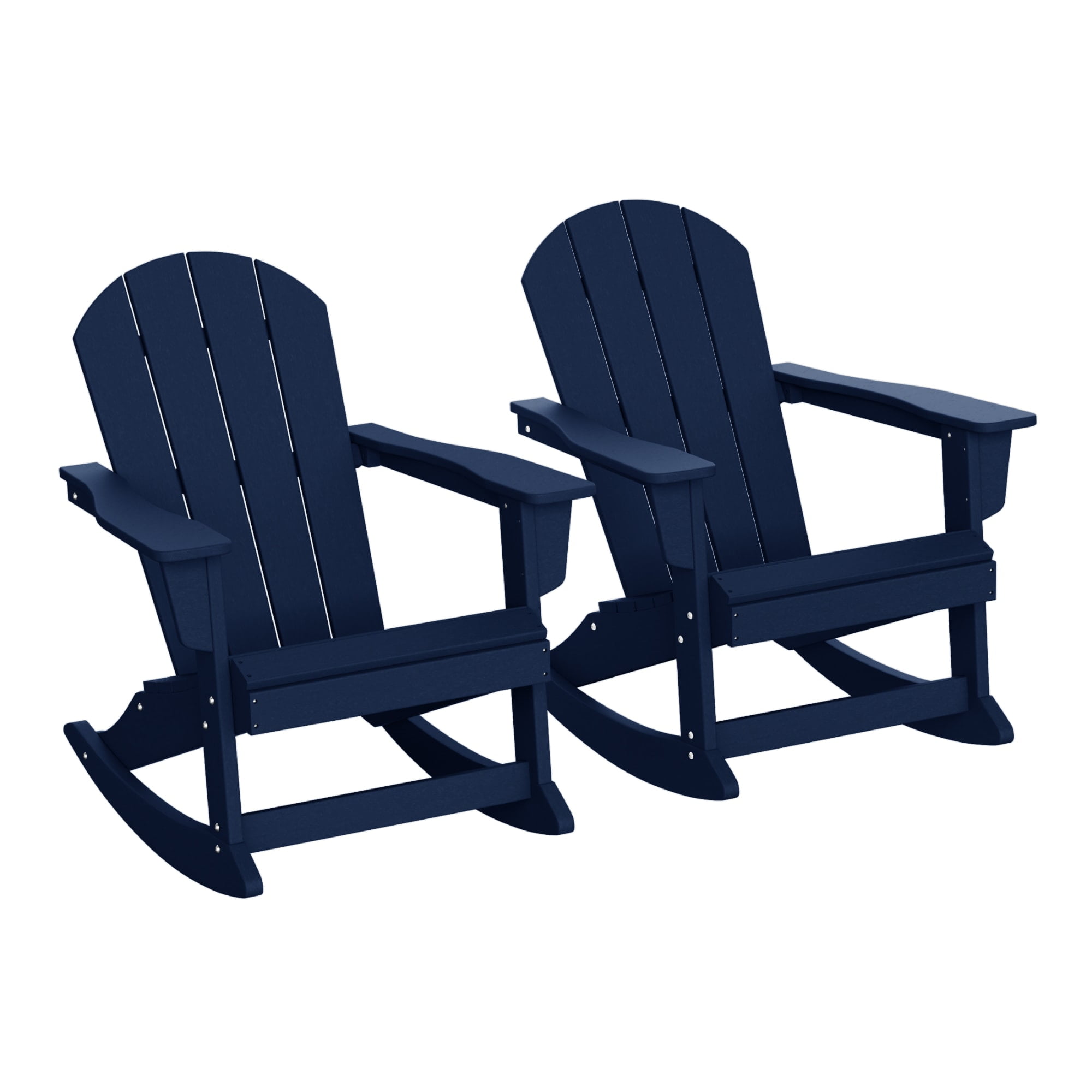 WestinTrends Malibu Outdoor Patio Porch Rocking Adirondack Chair (Set of 2), Navy Blue