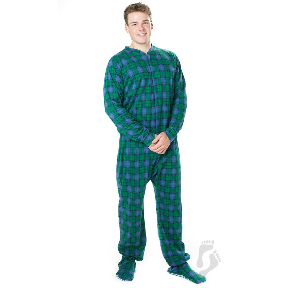 Footed Pajamas Footed Pajamas Royal Plaid Adult Cotton Onesie
