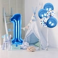 thumbnail image 5 of Blue 1 Balloons, Number 1 Balloon, 40Inch 1st Birthday Balloons Helium Mylar Digital Balloon Foil Balloon with Metallic Balloons Confetti Balloon for Birthday Party Baby Shower Anniversary Decorations, 5 of 7