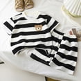 thumbnail image 2 of mgoYE Baby Boy Clothes 12-18 Months Boy Boy Girls Toddler Summer Outfit Striped T-shirt Soft Toddler Boy Summer Clothes 6 12 18 Months 2 3 4 5 T Short Set(Khaki,7-8 Years), 2 of 7