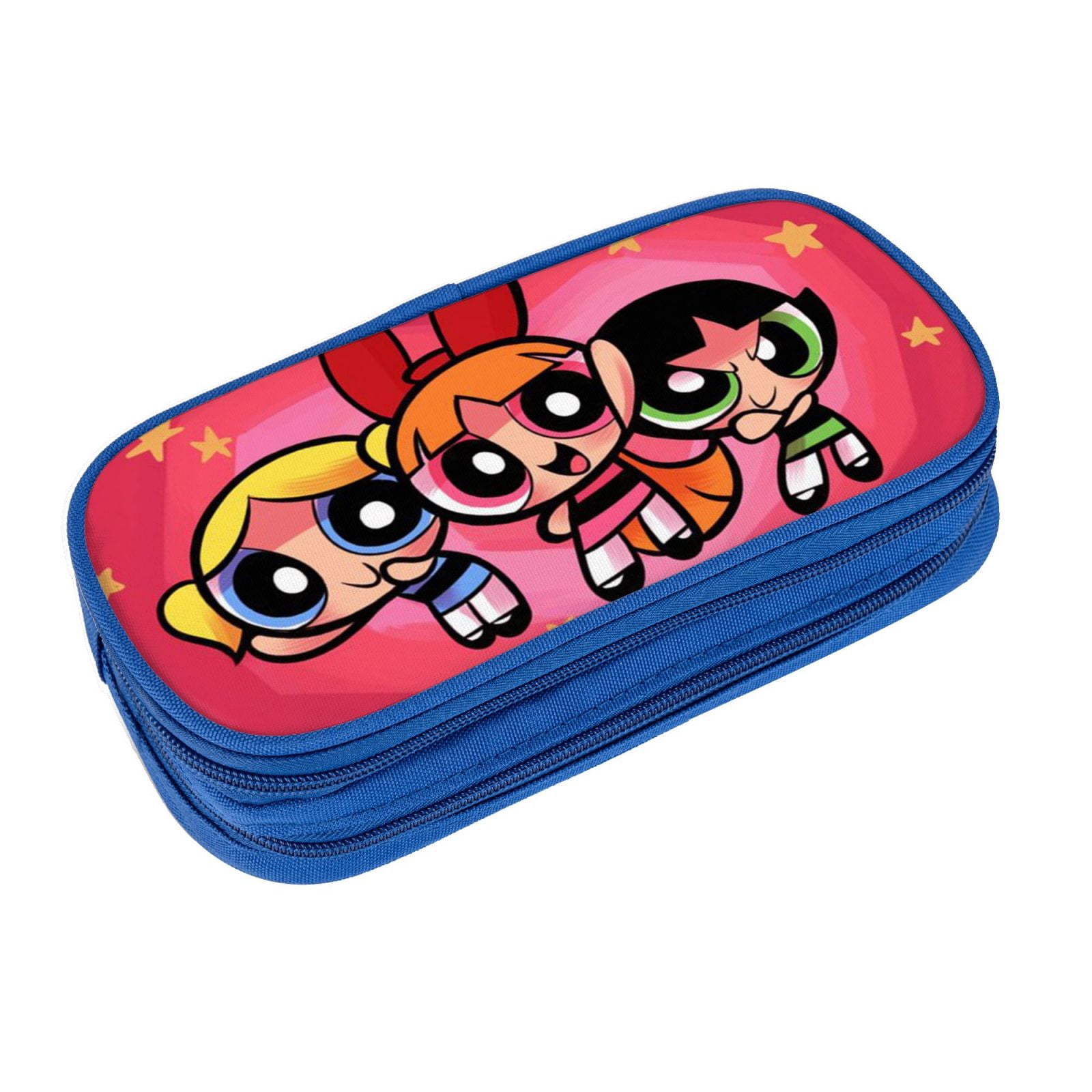 The Powerpuff Gi-rls Pencil Case Large Capacity Pencil Pouch Penbag Office Stationery Organizer Travel Makeup Bag Blue