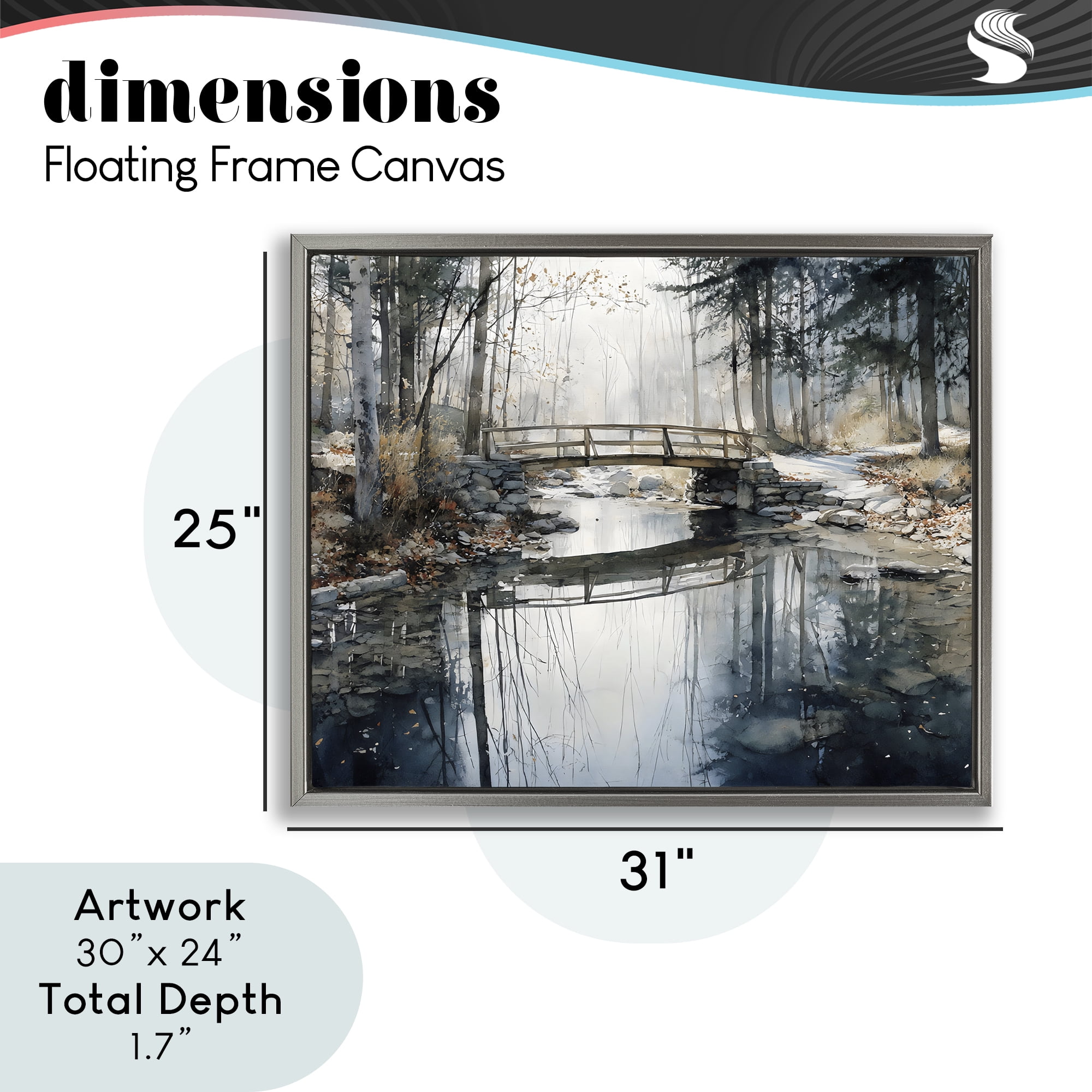 Stupell Industries Stone Bridge over Stream Gray Framed Floater Canvas Wall Art, design by Franklyn Gregory