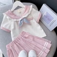thumbnail image 3 of Girls Skirt Student JK Suit Korean Version Short-sleeved Summer Dress Girl Sweet Shirt College Style Pleated Skirt Two-piece Set, 3 of 6