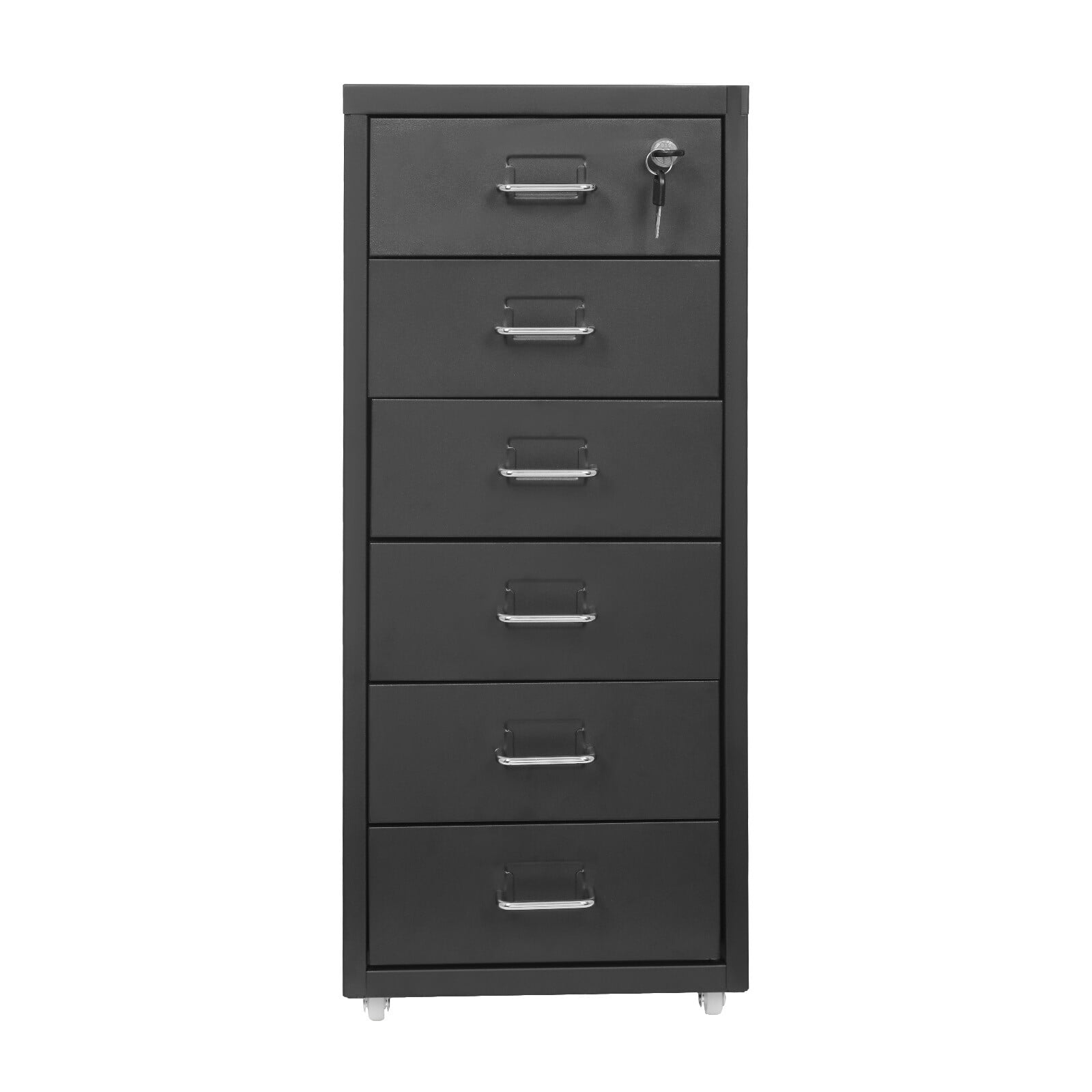 ToppiJoy 6 Tiers Rolling File Cabinet, 27in Metal Filing Cabinets with Lock for Home Office Black