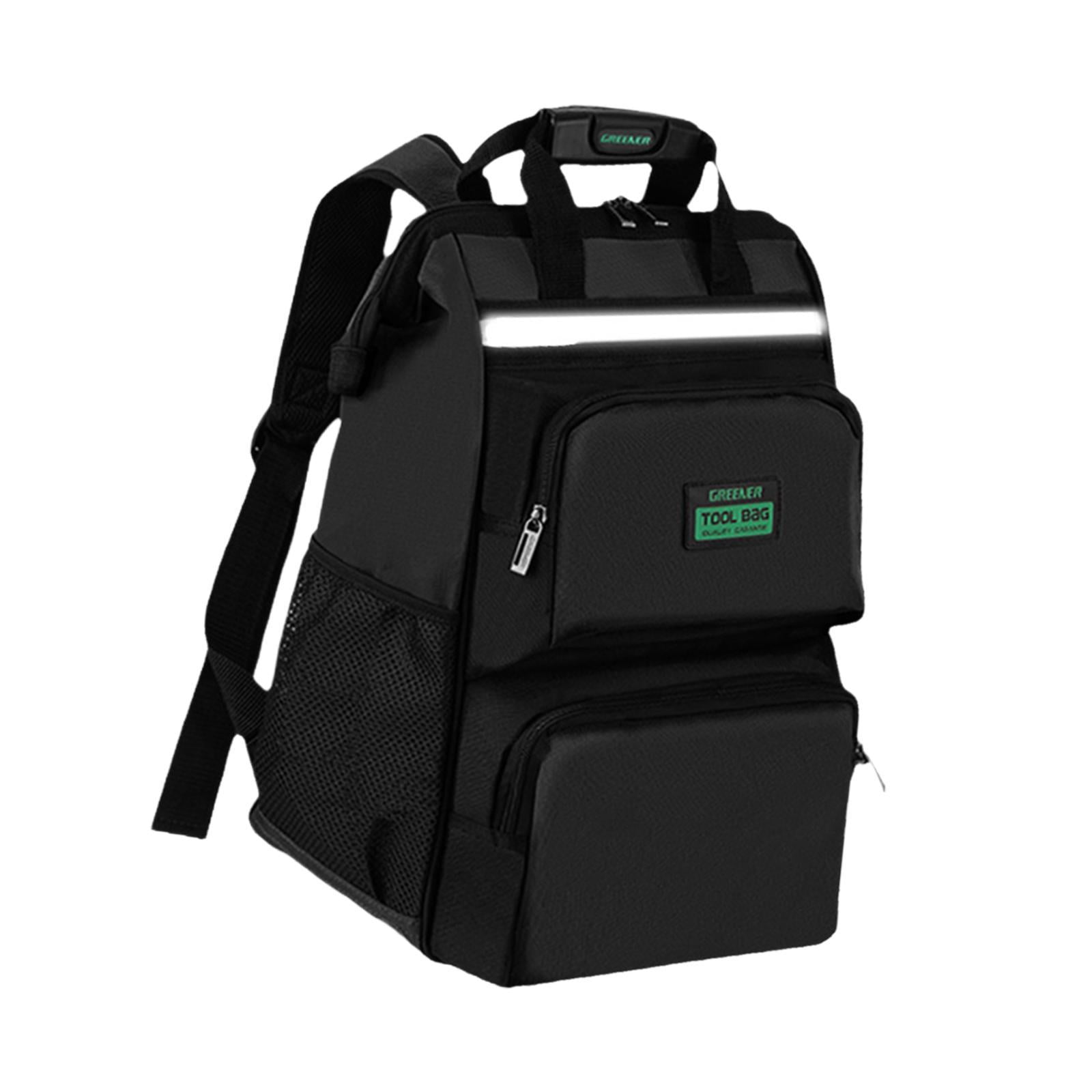 Miulika Tool Bag Heavy Duty for Men Waterproof Work Black Tool Backpack