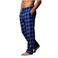 thumbnail image 4 of Mifsaly Men's Pajama Pants Plaid Lounge Sleep Pants with Pockets Drawstring Elastic Waist Relaxed Fit Sleepwear Bottoms Blue,XL, 4 of 9