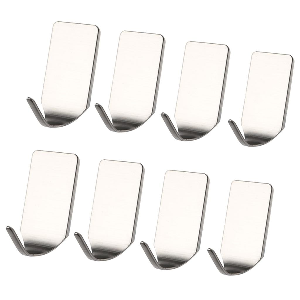 Set Of 8 SelfAdhesive Hooks Stainless Steel Matt Bathroom Adhesive