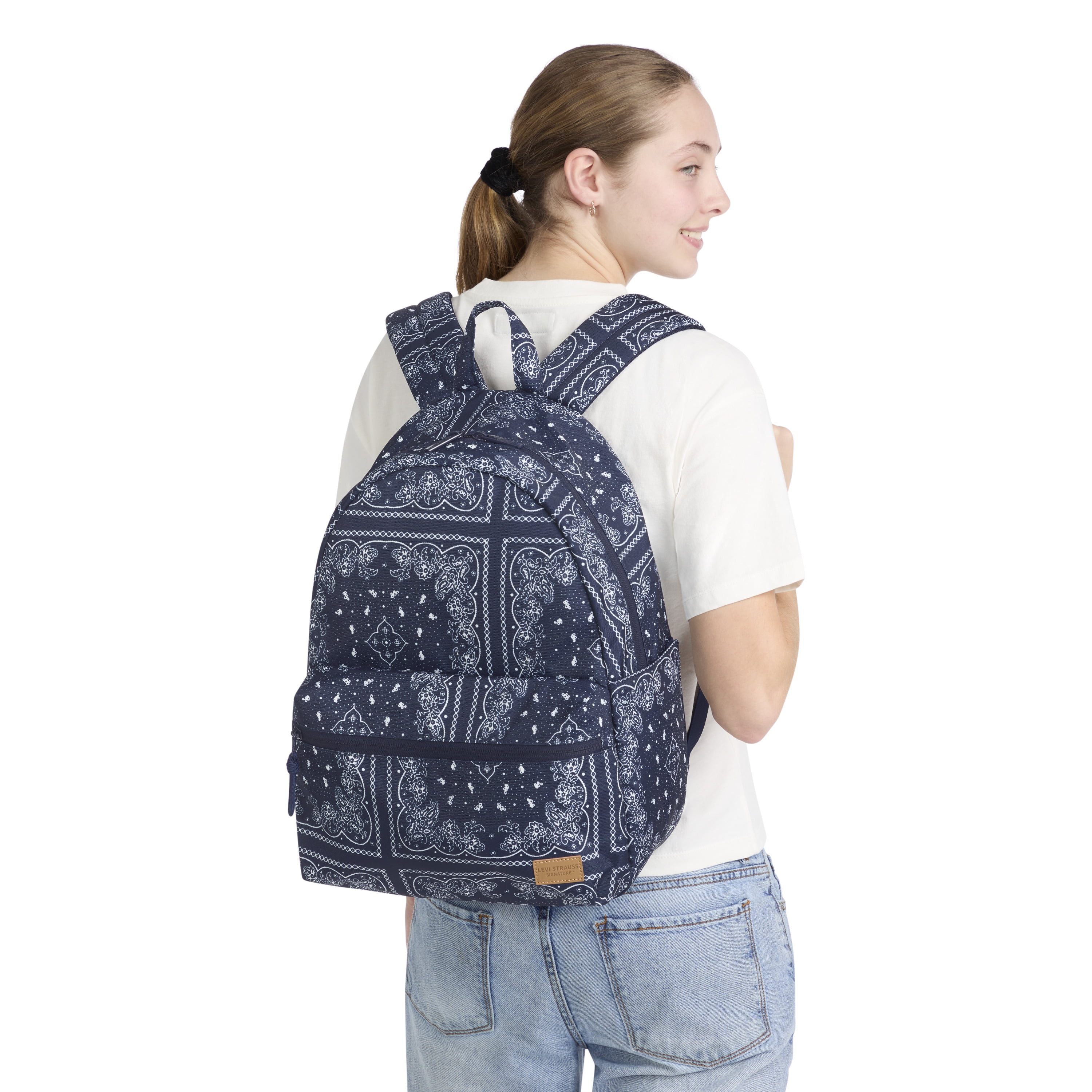 Levi Strauss Signature 17" Women's Adult Bandana Print Dome Backpack, Dress Blues