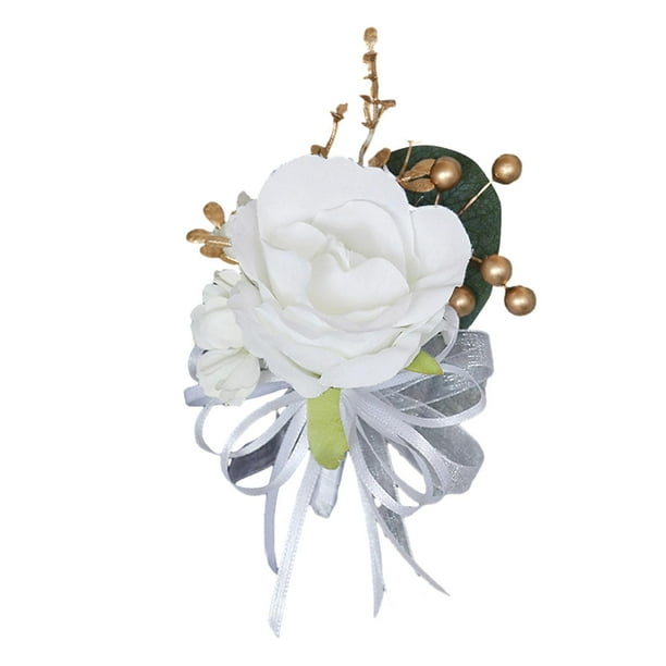 Ramo de flores de boda, ramo de rosas artificiales, ramo de novia, moda romántica Blanco