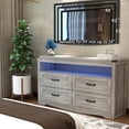 thumbnail image 2 of Grey Dresser for Bedroom, Wood 4 Drawer Dresser with LED Light, Dressers & Chests of Drawers with Metal Handles, Storage and Organization for Bedroom, Hallway, Entryway, Gray, 2 of 7