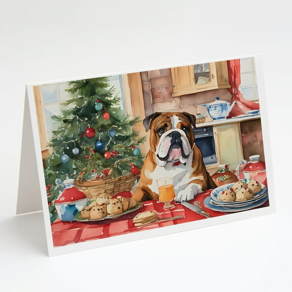 English Bulldog Christmas Cookies Greeting Cards Pack of 8 7 in x 5 in