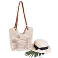 thumbnail image 2 of Gustave Crochet Beach Tote Bag for Women Knit Woven Mesh Hobo Shoulder Bag Handbag Purse for Summer Travel Vacation - White, 2 of 9