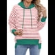 thumbnail image 2 of Sudadera de Rayas de Gran Tamaño para Mujer, Sudadera con Capucha de Bloques de Color, Jersey de Larga, Ropa Y2K Rosa y M, 2 of 10