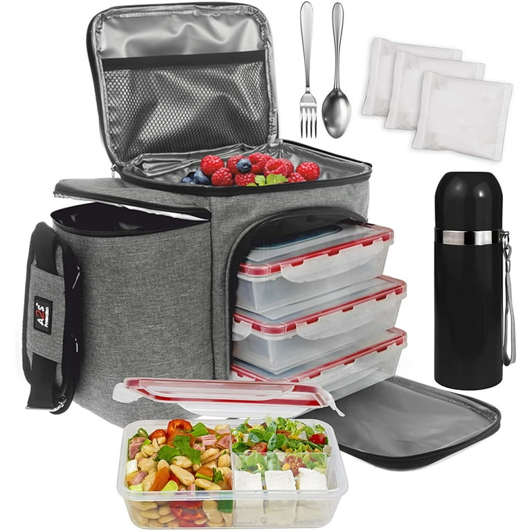 8 Pc Meal Containers Adult Lunch Boxes - 3 Compartment Lunch