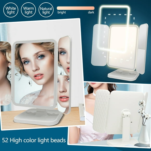 TopLLC LED Makeup Mirror Desk Lamp With Three Fold Sensors 360 Degree Rotating Glass USB Plug-in Model on Clearance