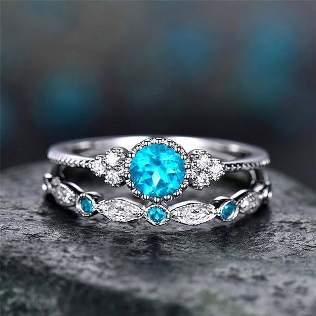 Heliisoer Ladies' New Couple Zircon Ring, Micro 1PC Has Two Rings, Be Worn In Combination